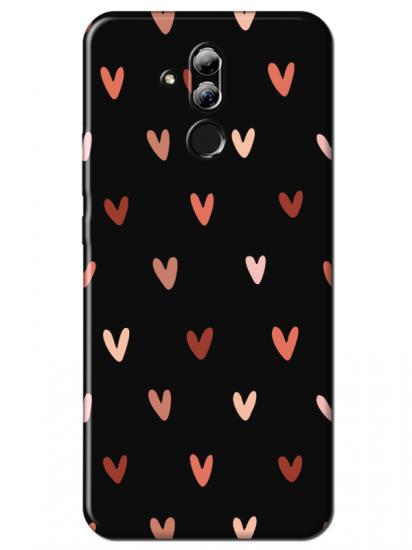 Huawei Mate 20 Lite Kalp Desen Siyah Telefon Kılıfı