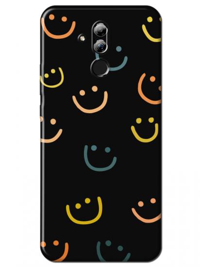 Huawei Mate 20 Lite Emoji Gülen Yüz Siyah Telefon Kılıfı