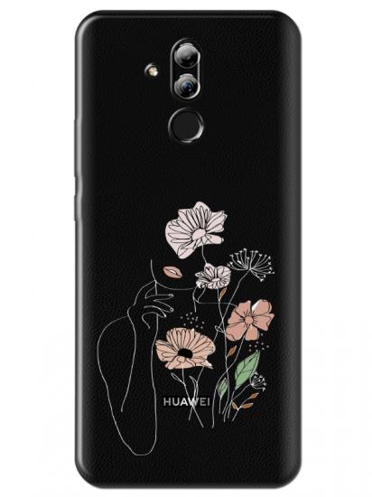 Huawei Mate 20 Lite Kadın Çiçek Şeffaf Telefon Kılıfı