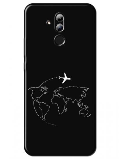 Huawei Mate 20 Lite Harita Uçak Siyah Telefon Kılıfı
