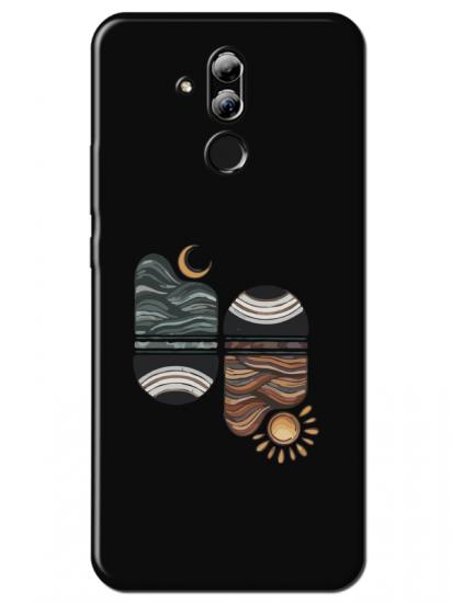 Huawei Mate 20 Lite Sunset Wave Siyah Telefon Kılıfı