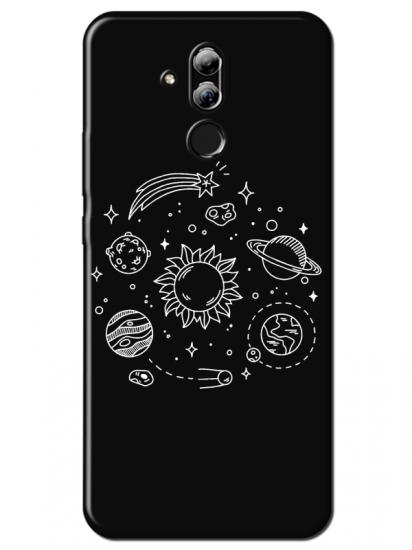 Huawei Mate 20 Lite Gezegen Siyah Telefon Kılıfı