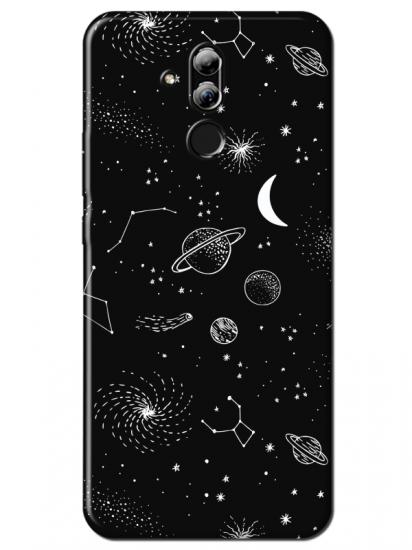 Huawei Mate 20 Lite Gezegenler Siyah Telefon Kılıfı
