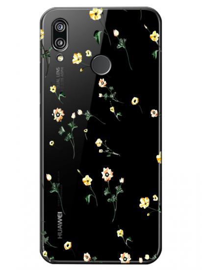 Huawei P20 Lite Çiçekli Şeffaf Telefon Kılıfı