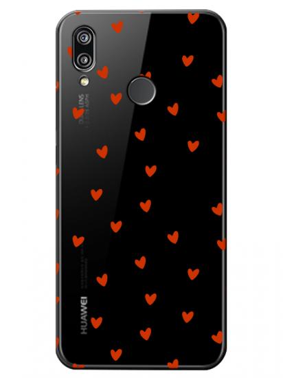 Huawei P20 Lite Minik Kalpler Şeffaf Telefon Kılıfı