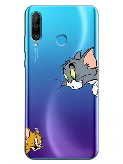 Huawei P30 Lite Tom And Jerry Şeffaf Telefon Kılıfı