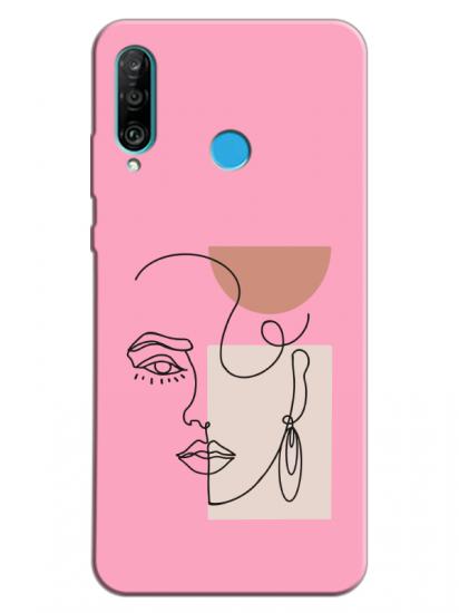 Huawei P30 Lite Women Art Pembe Telefon Kılıfı