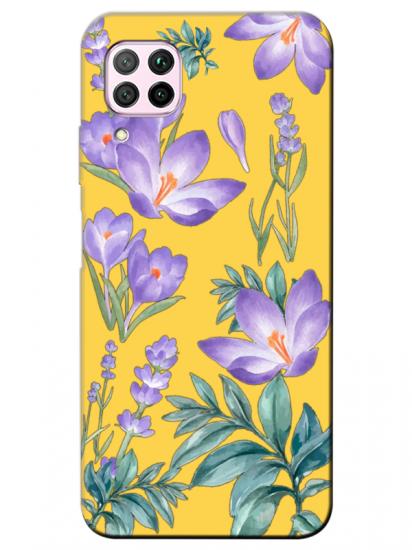Huawei P40 Lite Kış Çiçeği Sarı Telefon Kılıfı