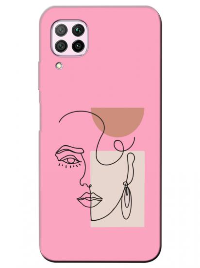 Huawei P40 Lite Women Art Pembe Telefon Kılıfı