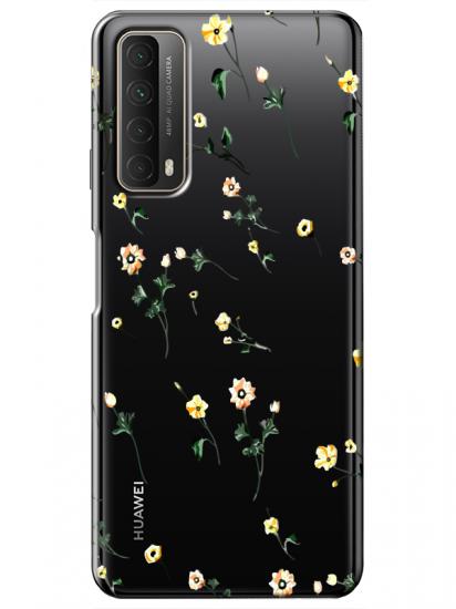 Huawei P Smart 2021 Çiçekli Şeffaf Telefon Kılıfı