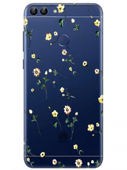 Huawei P Smart Çiçekli Şeffaf Telefon Kılıfı