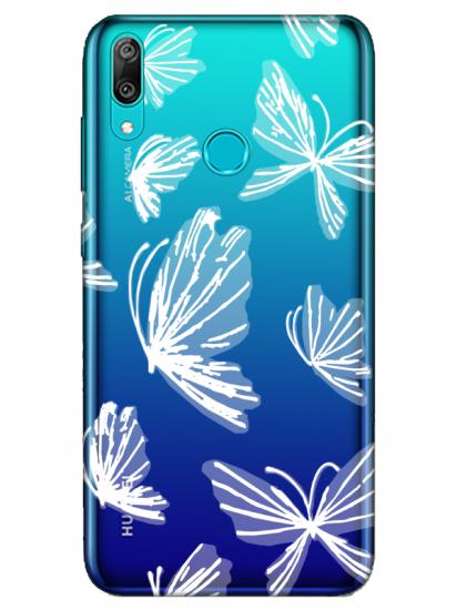 Huawei Y7 2019 Kelebek Şeffaf Telefon Kılıfı