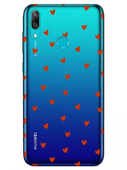Huawei Y7 2019 Minik Kalpler Şeffaf Telefon Kılıfı