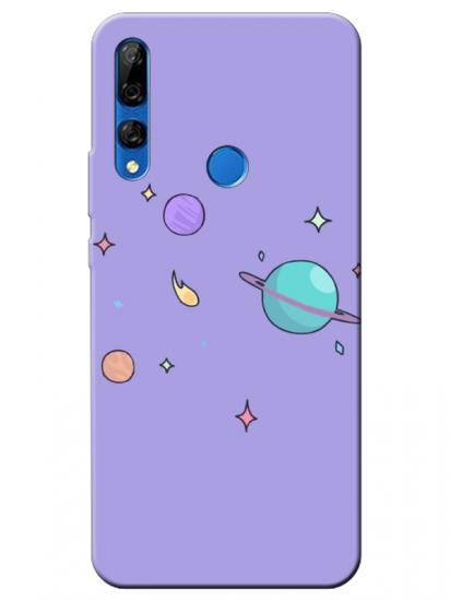 Huawei Y9 Prime 2019 Gezegen Tasarım Lila Telefon Kılıfı
