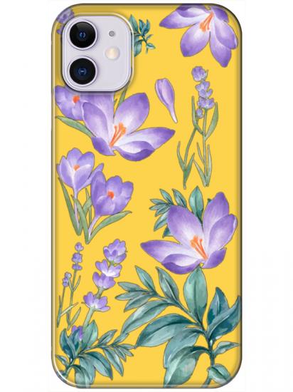 iPhone 11 Kış Çiçeği Sarı Telefon Kılıfı