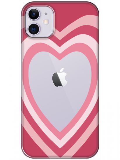 iPhone 11 Estetik Kalp Şeffaf Telefon Kılıfı