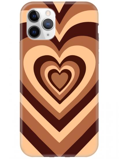 iPhone 11 Pro Estetik Kalp Kahverengi Pembe Telefon Kılıfı
