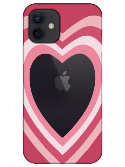 iPhone 12 Estetik Kalp Şeffaf Telefon Kılıfı