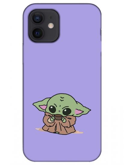 iPhone 12 Mini Baby Yoda Lila Telefon Kılıfı