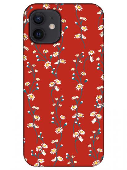 iPhone 12 Mini Papatya Sarmaşığı Kırmızı Telefon Kılıfı