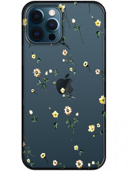 iPhone 12 Pro Max Çiçekli Şeffaf Telefon Kılıfı