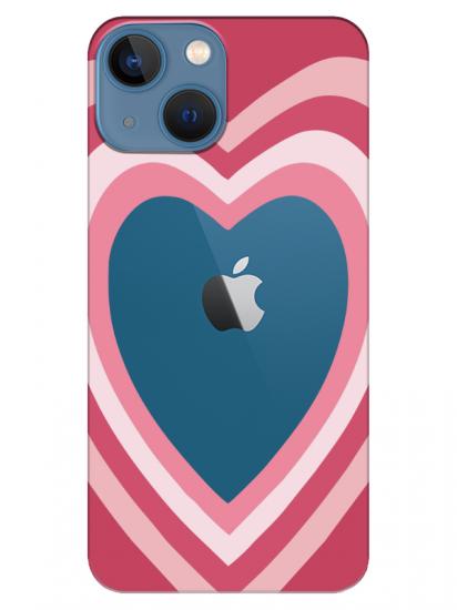 iPhone 13 Estetik Kalp Şeffaf Telefon Kılıfı