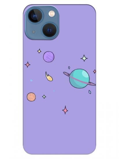 iPhone 13 mini Gezegen Tasarım Lila Telefon Kılıfı