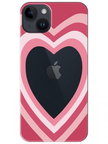 iPhone 14 Estetik Kalp Şeffaf Telefon Kılıfı