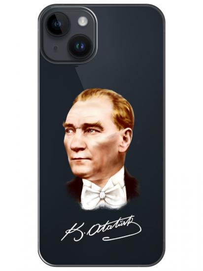 iPhone 14 Plus Atatürk İmzalı Şeffaf Telefon Kılıfı
