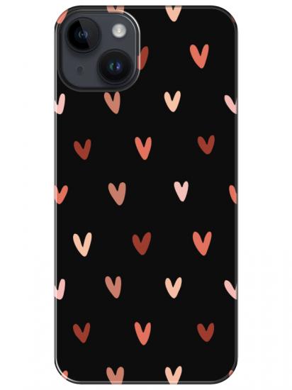 iPhone 14 Plus Kalp Desen Siyah Telefon Kılıfı