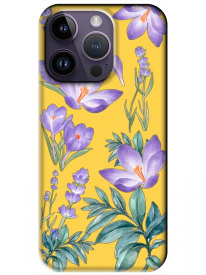 iPhone 14 Pro Max Kış Çiçeği Sarı Telefon Kılıfı
