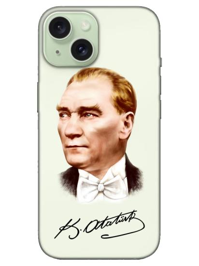 iPhone 15 Atatürk İmzalı Şeffaf Telefon Kılıfı
