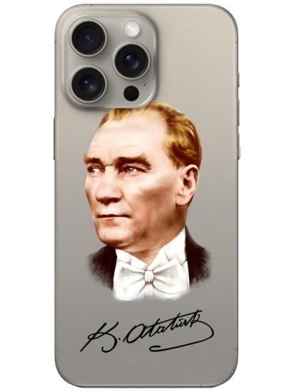 iPhone 15 Pro Atatürk İmzalı Şeffaf Telefon Kılıfı