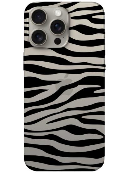 iPhone 15 Pro Max Zebra Desen Şeffaf Telefon Kılıfı