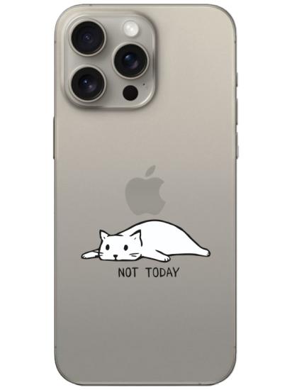 iPhone 15 Pro Max Not Today Kedi Şeffaf Telefon Kılıfı