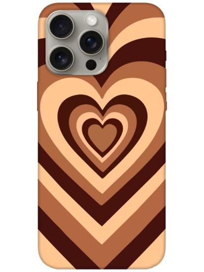 iPhone 15 Pro Max Estetik Kalp Kahverengi Pembe Telefon Kılıfı