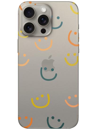 iPhone 15 Pro Max Emoji Gülen Yüz Şeffaf Telefon Kılıfı