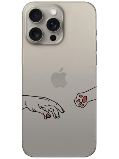 iPhone 15 Pro Max Hand And Paw Şeffaf Telefon Kılıfı