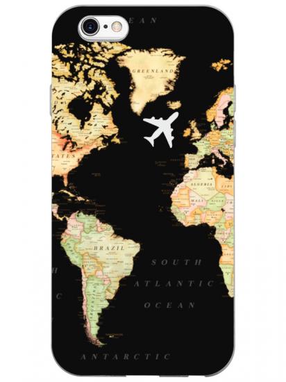 iPhone 6 Dünya Haritalı Siyah Telefon Kılıfı