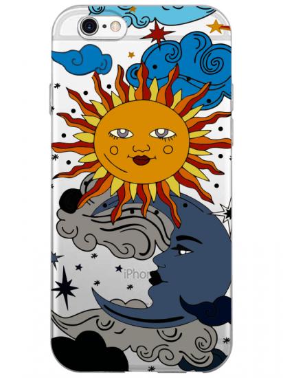 iPhone 6 Güneş ve Ay Şeffaf Telefon Kılıfı