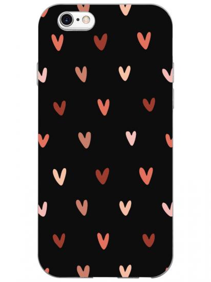 iPhone 6 Plus Kalp Desen Siyah Telefon Kılıfı