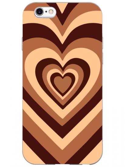 iPhone 6 Plus Estetik Kalp Kahverengi Pembe Telefon Kılıfı