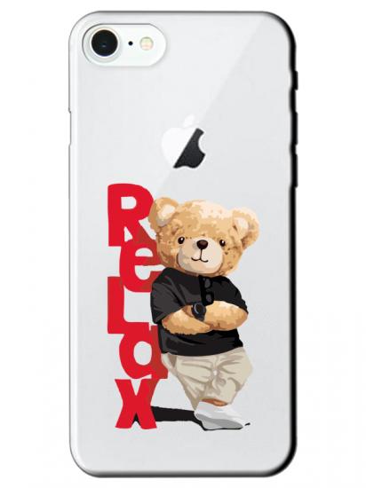 iPhone SE 2022 Teddy Bear Relax Şeffaf Telefon Kılıfı