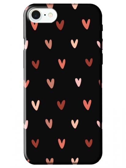 iPhone SE 2022 Kalp Desen Siyah Telefon Kılıfı
