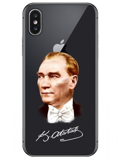 iPhone X Atatürk İmzalı Şeffaf Telefon Kılıfı