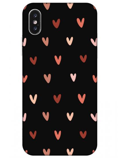 iPhone X Kalp Desen Siyah Telefon Kılıfı