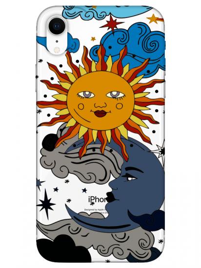 iPhone XR Güneş ve Ay Şeffaf Telefon Kılıfı