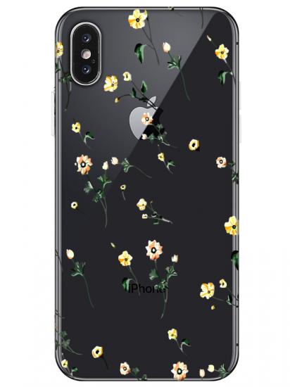 iPhone XS Max Çiçekli Şeffaf Telefon Kılıfı
