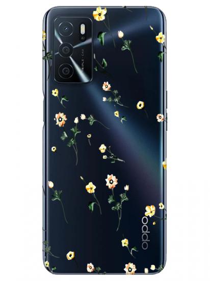 Oppo A16 Çiçekli Şeffaf Telefon Kılıfı