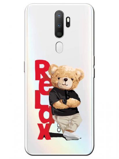 Oppo A5 2020 Teddy Bear Relax Şeffaf Telefon Kılıfı
